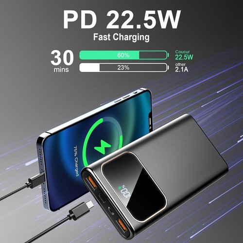 Portable 10000mAh Charger with 8-Layer Safety Protection for iPhone & Samsung - Photo 4 sur 9