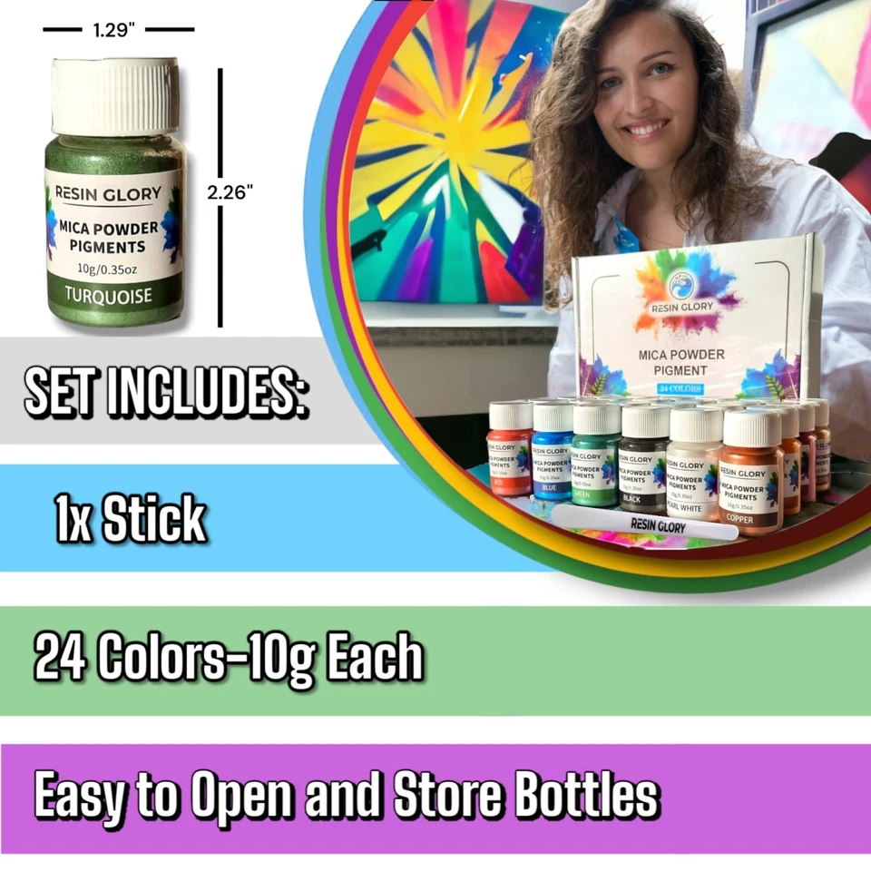 24 Colors Mica Powder Set 10g for Epoxy Resin Soap Candle Making Pigment Art UK - Image 4 of 4