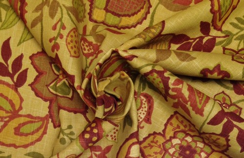 RICHLOOM JAYDA TOPAZ TAN RED JACOBEAN FLORAL FURNITURE FABRIC BY THE YARD 55"W - Picture 4 of 5