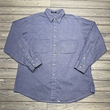 Vintage Burberrys Long Sleeve Button Up Shirt Blue Men Sz Large Made In USA