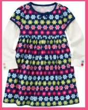 NWT Girls 5 Gymboree  SMART  SWEET  Cotton Long Slv FLOWER Print A-line DRESS