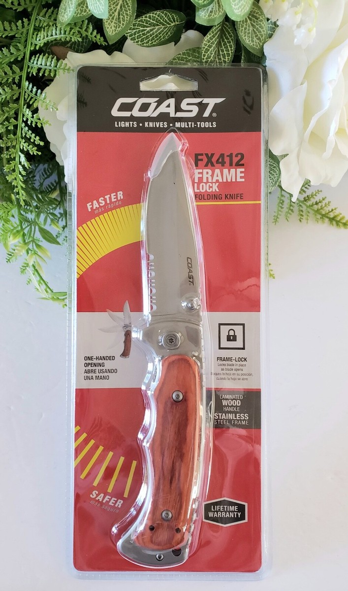 Coast FX412 Frame Lock Folding Knife 4-Inch 7Cr17 Stainless Steel