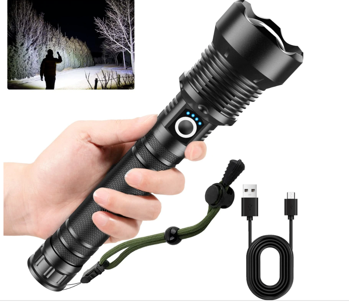 Torcia LED Ricaricabile HUTRADE FL-36 3000 Lumen, Alluminio, Impermeabile mar