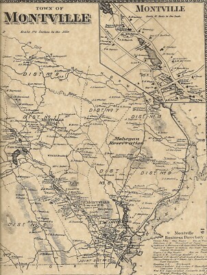 Montville Uncasville Mohegan CT  1868  Map  Homeowners Names Shown