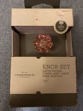 4 Pack 1-1/4" Acrylic Faceted Knob Satin Nickel FINISH LIGHT Pink ACRYLIC