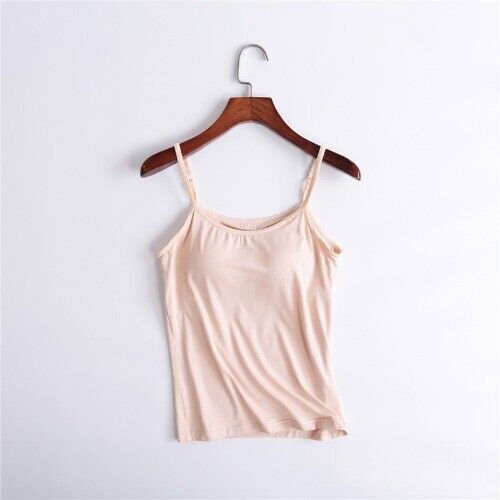 Women Sexy Tank Top Camisole with Chest Pad Bra Bustier Bralette Top Solid Color - Bild 25 von 33