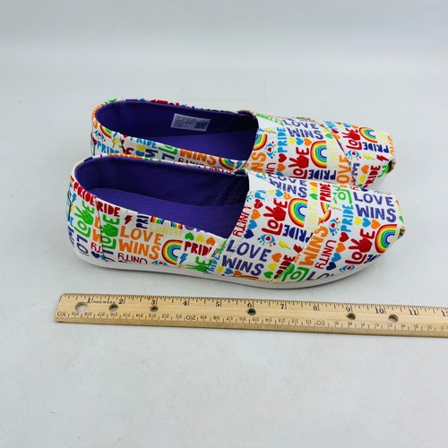 Toms Love Wins Pride Alpargata Canvas Flat Womens 10 Multi Rainbow Slip On Shoes - Picture 10 of 12