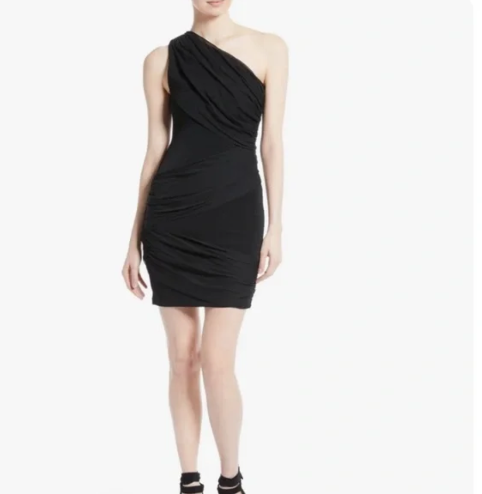 alice olivia one shoulder goddess dress Alice + Olivia Wrapped Goddess Grecian One Shoulder Draped Dress Dusty Pink  M 6