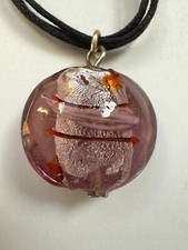 Millefiori-Glas-Halskette mit verstellbarer Größe/Rosa-Rot/ 1 Stück /