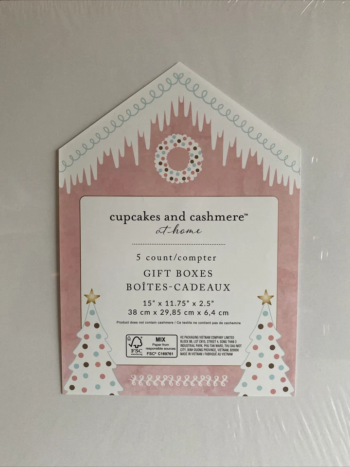Juego de 5 cajas de cupcakes y cachemir de lámina de plata copos de nieve rosa azul blanco nuevo Foto 4 de 4
