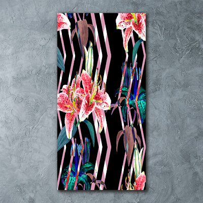 Wandbild Druck auf Plexiglas  Acryl Hochformat 60x120 Lilien