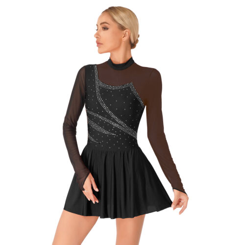 Gonna donna abito strass ginnastica danza body color block abbigliamento danza - Foto 35 di 61