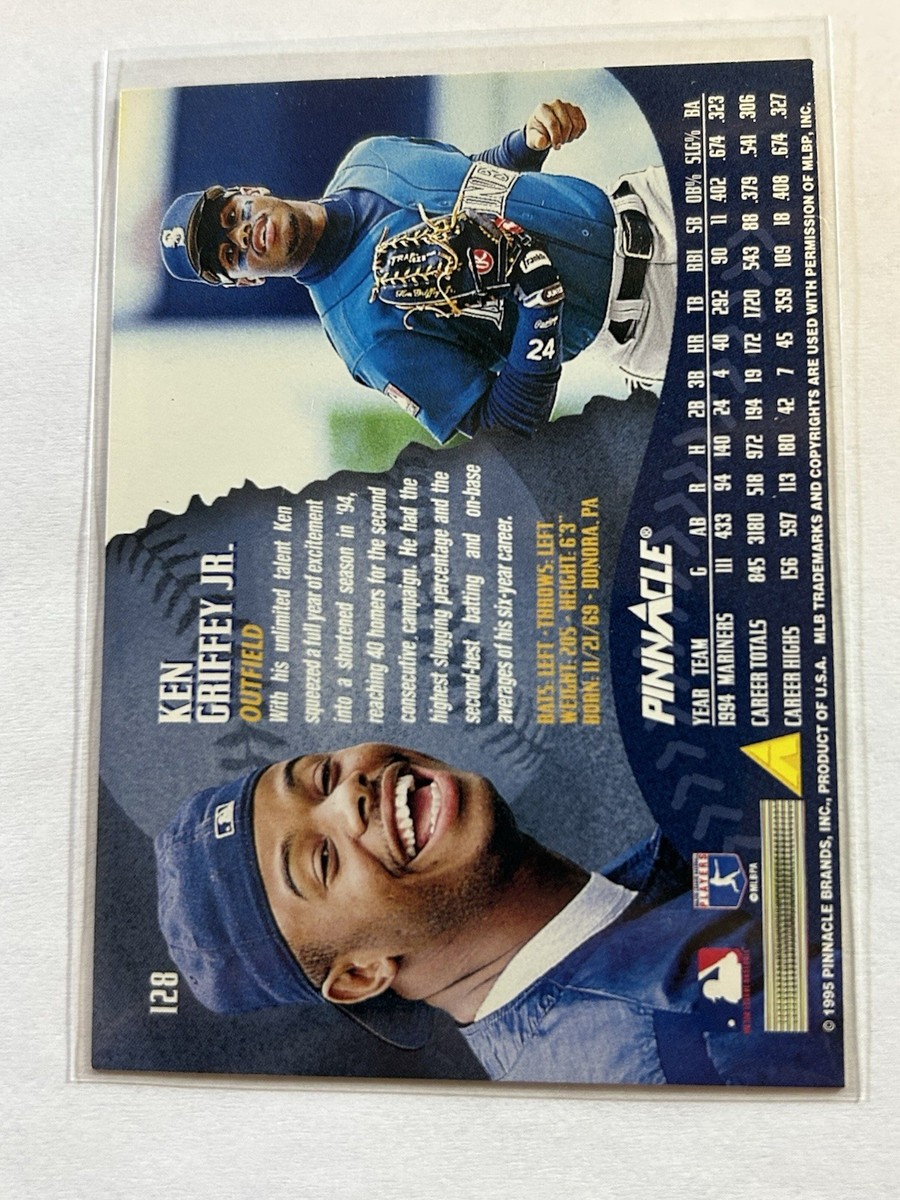 The 1995 Pinnacle KEN GRIFFEY JR #128 Bubble Gum Iconic Card