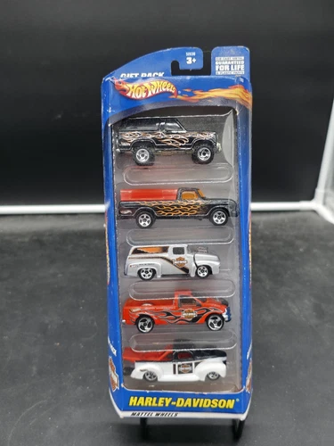 Vintage 2000 Hot Wheels Harley Davidson 5 Car Gift Pack Pickup Truck Set 1:64