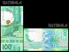 ARUBA 100 FLORIN 2019 Pick-24 UNC PREFIX A IGUANA S/N A8948482