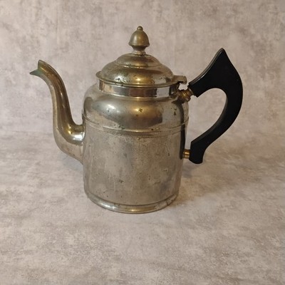 VTG Rochester Plated Copper Coffee Pot Wood Handle Hinged Top Farmhouse Decor