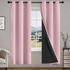 100 Pink Blackout Curtains for Bedroom Living Room 72 Inches Length 2 Panels...