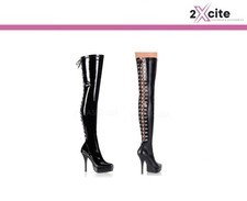 Pleaser High Heel Platform Lace Stretch Thigh Boots Devious Indulge 3063