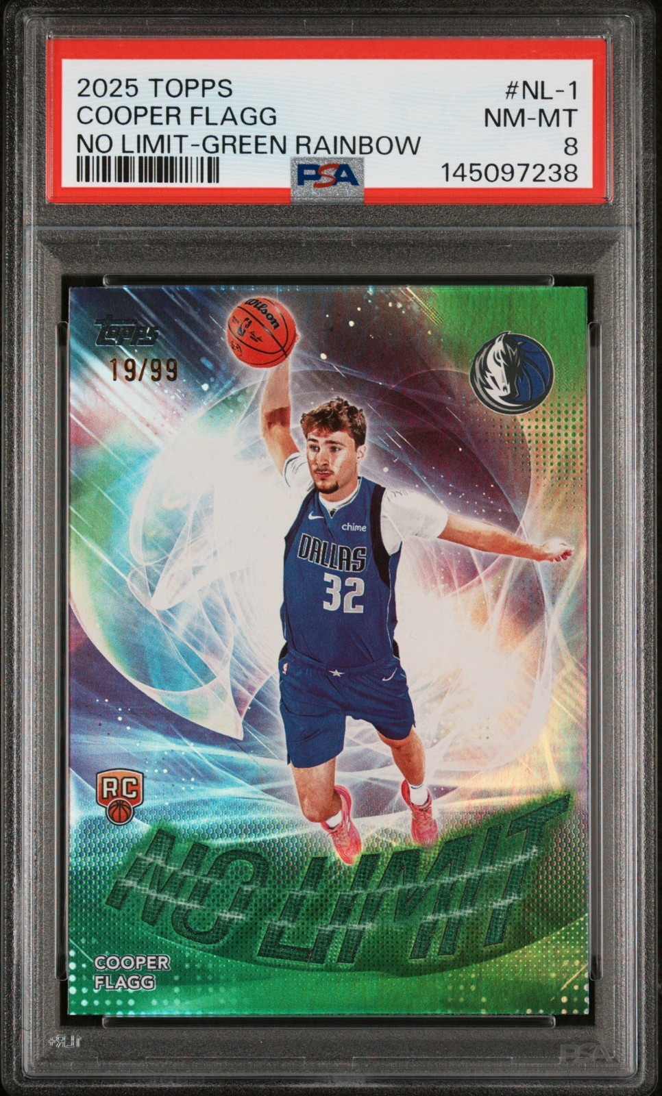 2025 Topps Cooper Flagg No Limit #NL-1 Green Rainbow - PSA 8 NM-MT