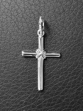 Image of Solid Knotted Cross Pendant Sterling Silver 925, Optional Chain in Gift Pouch