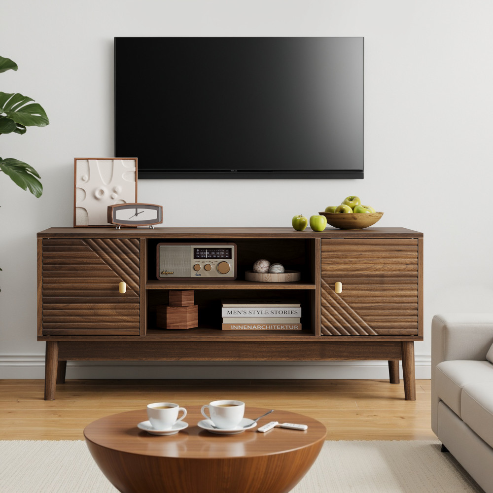 For 32-45in Tvs, Walnut Storage Console