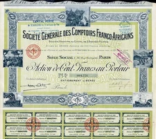 1925 Societe Generale Des Comptoirs Franco-Africains Bond Certificate
