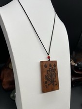 Lightning-struck Jujube Wood Carved The Five Wealth Gods Pendant 雷击枣木雕刻无五路财神无事牌