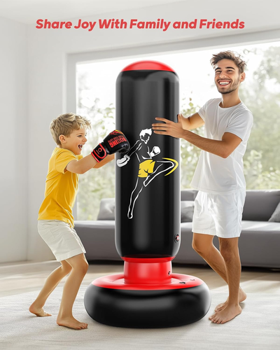 Saco de boxeo infantil inflable con guantes juguete para ninos 6 a 12 anos - Bild 5 von 12