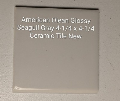 American Olean AO Glossy Seagull Gray 4-1/4 x 4-1/4 Ceramic Tile Brand New 