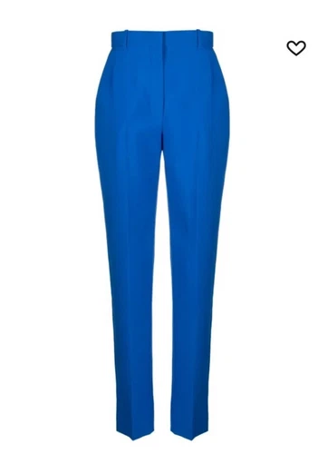 Pantalone donna Alexander McQueen blu taglia 44 pantalone plissettato carriera 100% lana