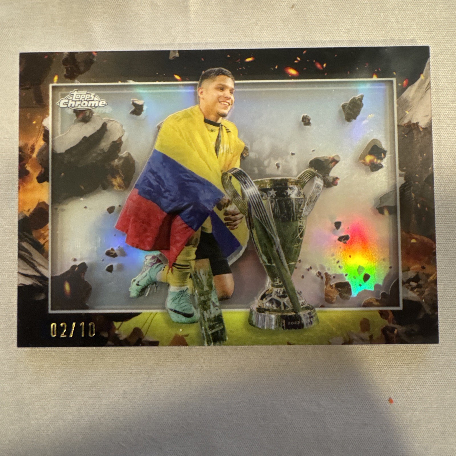 2024 Topps Chrome MLS Layers /10 Cucho Columbus Crew Case Hit SSP