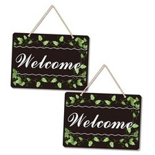 2 Pack Welcome Signs for Front Door - Durable 10x 7 inches Welcome Sign Black