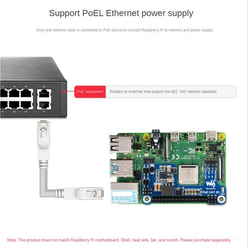 PoE HAT(E) für Ethernet Über Expansion Board für 3B+/4B für IEEE 802.3A7719 - Photo 2/7