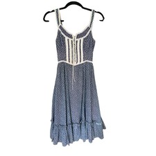 Vintage 70s Gunne Sax Navy Calico Sundress with corset