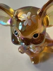 Fenton Autumn Gold Iridescent Carnival Glass Mouse Artist Signed Original Box