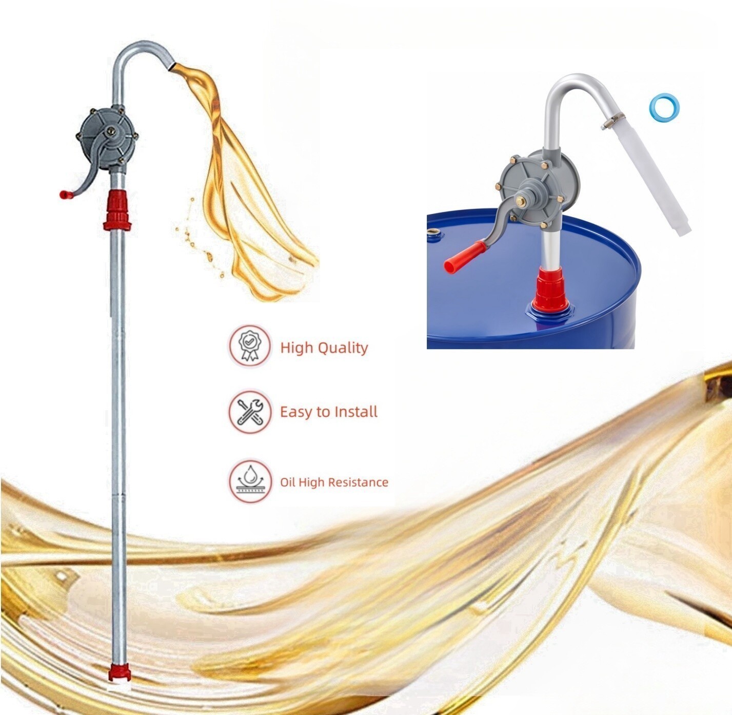 55 Gallon Drum Rotary Hand Pump, Barrel Pump Hand Crank Oil Gas Barrel Drum Pump