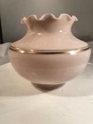 Vintage Milk Glass Hurricane Lamp Shade Dusty Rose/Pink with Gold stripe