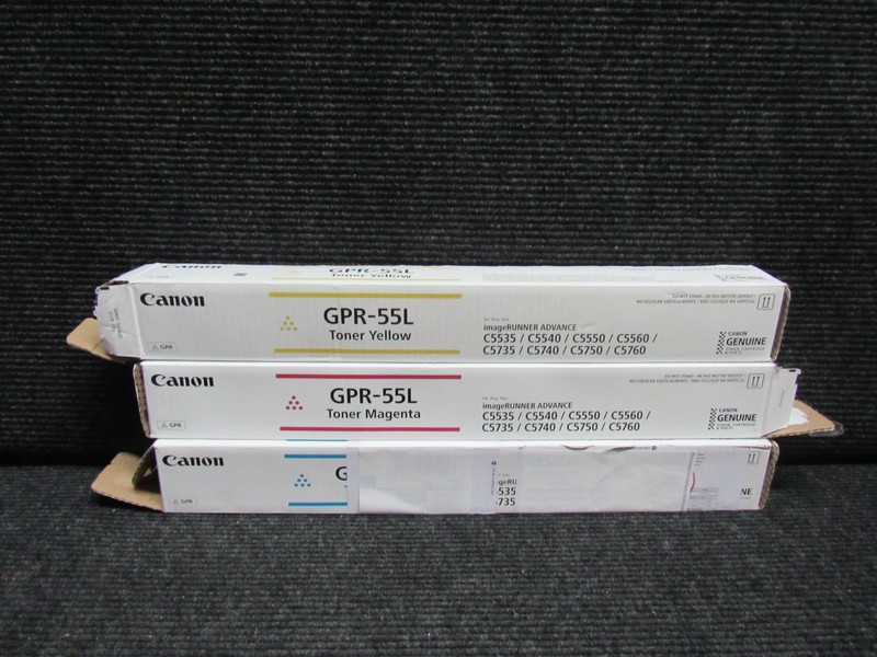 LOT OF 3! GENUINE CANON GPR-55L CYAN/MAGENTA/YELLOW (IR-ADV C5535) TONER