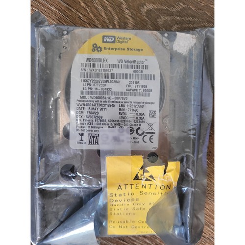 WD VelociRaptor WD6000BLHX 600GB Enterprise Storage Hard Drive New - Picture 1 of 3