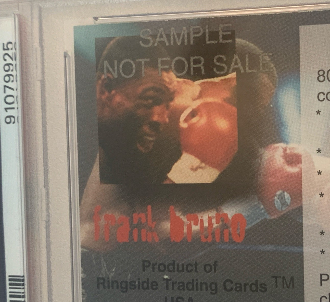 1996 Ringside Boxing Frank Bruno With Mike Tyson PROMO PSA 9 Series 1 Sample NFR view 3