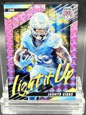 2025 Panini Mosaic Light It Up Mosaic Purple Prizm Jahmyr Gibbs #19 /49 Lions
