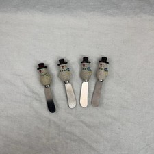 Boston Warehouse Snowmen Christmas Spreaders Butter Cheese Knives Set Of 4
