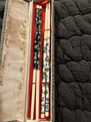 Bone+cloisonne Chop Sticks Original Box, 2 Stick Sets