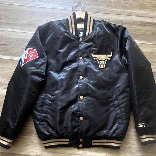 Starter Black Label Chicago Bulls Black Gold Bomber Jacket 75th Anniversary