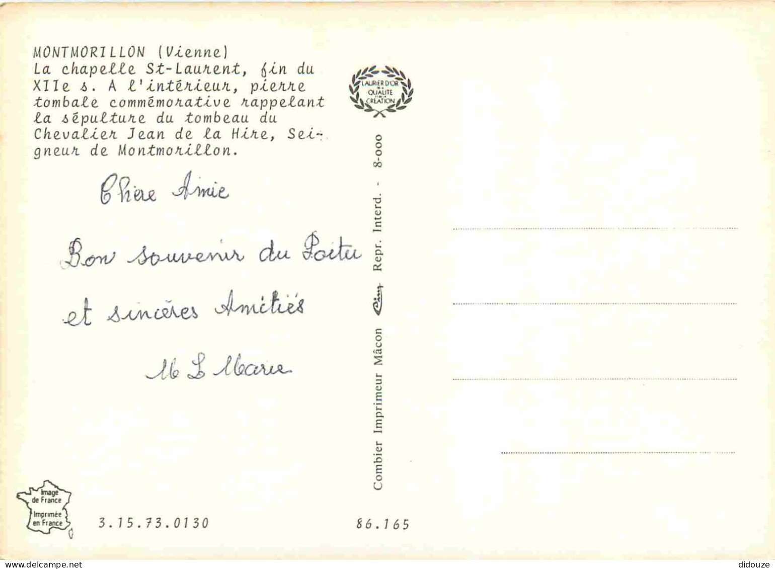 Postcard - 86 - Montmorillon - Saint Laurent Chapel - CPM - See Scans Re thumbnail 2