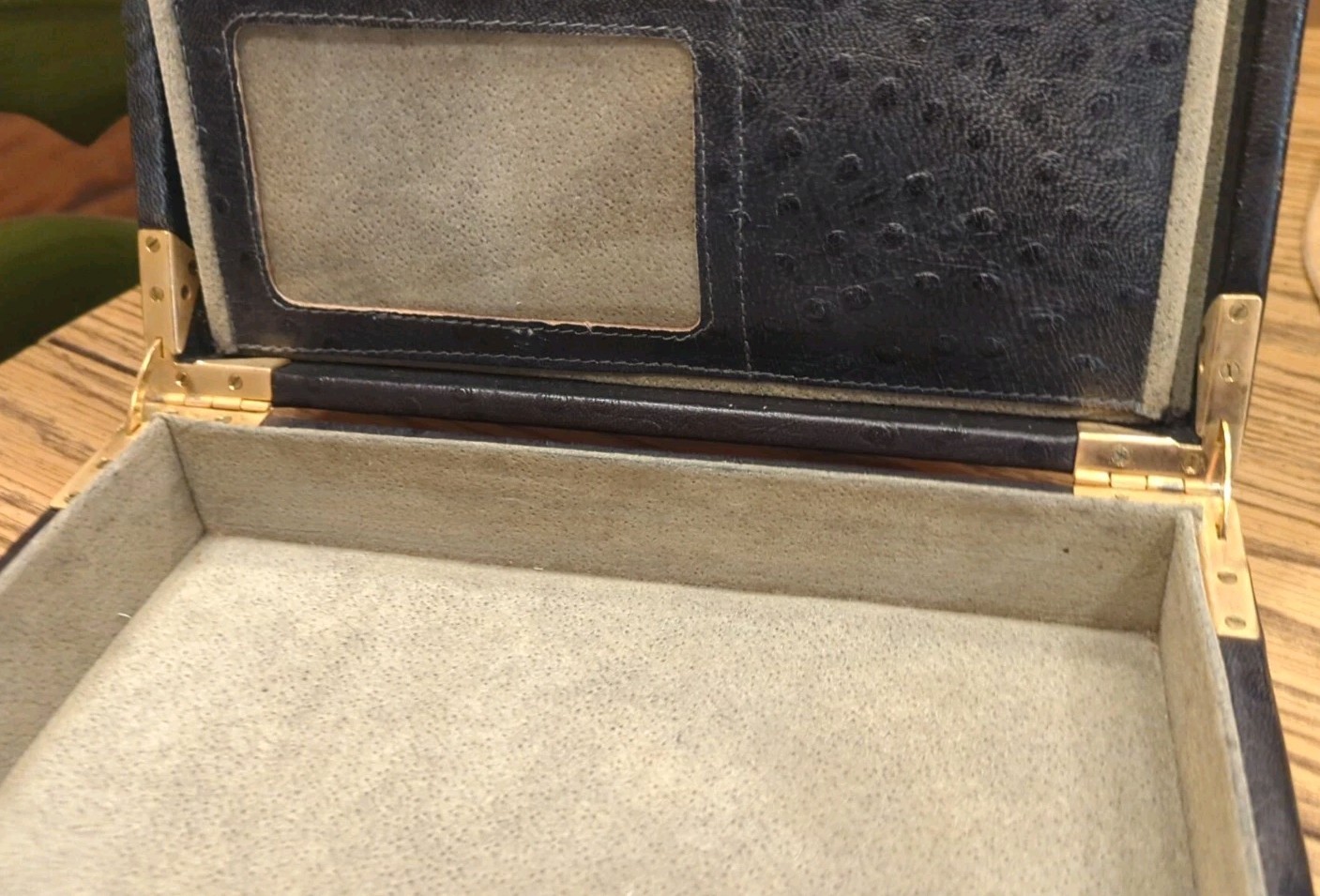 Vintage Unique Rectangular Briefcase Ostrich Embo… - image 9