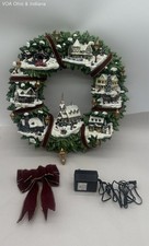 Thomas Kinkade Christmas Village Wreath Hamilton Collection 2005 Lighted COA