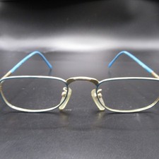 ELAN 38 Vintage Eyeglass Frames Gold Blue Rectangular 50-22 No Lenses