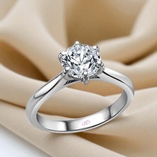 Platinum Diamond Ring For Engagement Lab Grown Round 1 Carat IGI Certified PT950