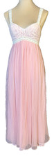 Vintage Mary Barron Pink Nightgown Lace Overlay Bodice Build in Bra Pads Size 34